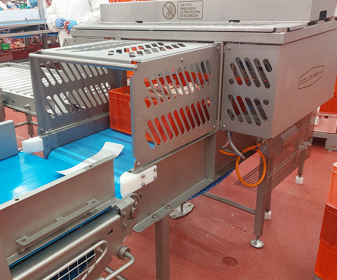 18-linea gestione cassette Segaossa BS300 in acciaio inox per uso intensivo, con doppio freno, lama autolubrificante, sicurezza avanzata e accessori opzionali professionali.
